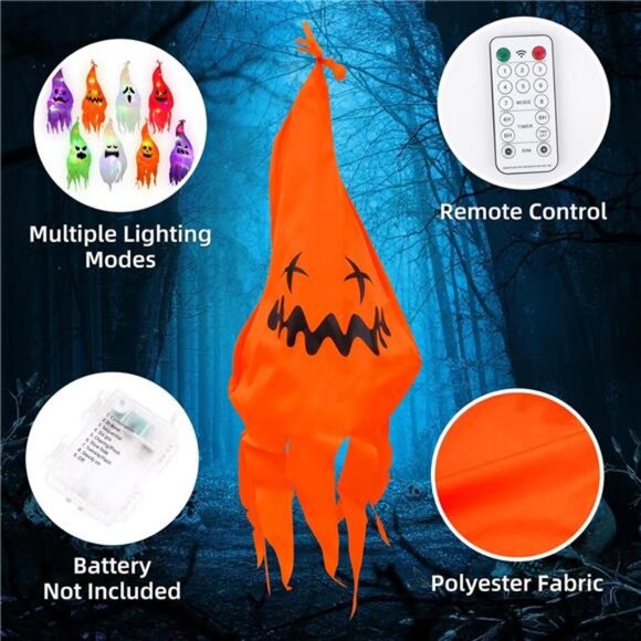 Halloween Hanging Ghost Light, Halloween Decorations Outdoor Ghost, Cute Ghost - Picture 4 of 8